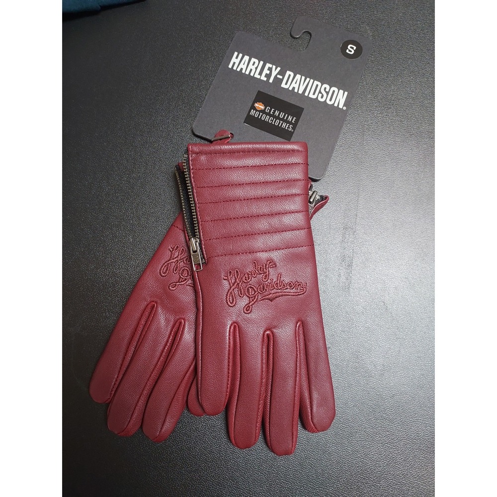 NEW Harley Davidson Motorcycle Gloves Womens Size Small Goatskin Leather Maroon